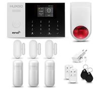 Système d'alarme HUXGO HXA005 pour la maison, avec Wi-Fi + GSM 4G, comprenant une sirène sans fil, un ensemble de 3 détecteurs de mouvement et 3 détecteurs d'ouverture de portes et fenêtres. Idéal pou