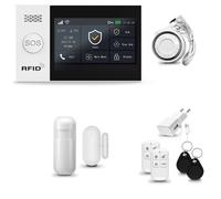 HUXGO HXA007 WiFi + GSM 4G LTE Système d'alarme maison avec capteur de mouvement et capteur porte/fenêtre + sirène, alarme pour maison, garage, Smart Home, TUYA App