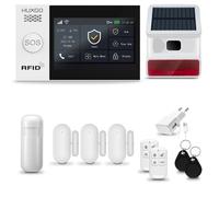 HUXGO HXA007 Système d'alarme maison WiFi + GSM 4G avec sirène sans fil, système d'alarme avec 1x capteur de mouvement et 3x capteur porte/fenêtre, système d'alarme pour appartement, maison, garage, T