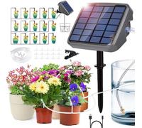 Système d'arrosage automatique à énergie solaire – Système d'arrosage de jardin portable avec réglage horaire et buse goutte-à-goutte