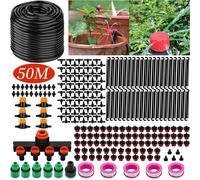 Système d'arrosage de jardin de 50 mètres de long, kit d'arrosage de jardin de 285 pièces, arrosage goutte-à-goutte automatique, système de brumisation pour les plantations paysagères, les parterres d