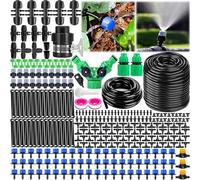 Système d'arrosage Unyqoos® pour jardin – Kit complet comprenant 387 pièces, système de micro-aspersion et d'irrigation goutte à goutte, raccordement pour robinet extérieur, portée de 15 à 55 mètres