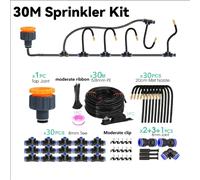Système de brumisation DIY 30M à pliage libre, kit de tuyau pulvérisateur universel 8mm pour patio, jardin, brumisation de plantes, arrosage et irrigation 30M kit-7
