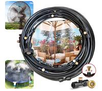 Système de brumisation DIY pour extérieur, pulvérisateur de jardin, ligne de brumisation de 10 m, 12 buses de brumisation en laiton pour patio, terrasse, serre 10M Kit