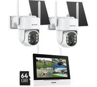 Système de caméra de sécurité, alimenté par énergie solaire, résolution 4MP, caméra 2 pièces 64G SD