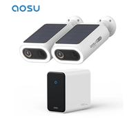 Système de caméra solaire AOSU 4K, kit 2 caméras, sans fil, extérieur, reconnaissance faciale AI, détection humaine, système de sécurité domestique HomeCortex 4pcs set