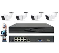Système de caméras de sécurité : 4 caméras, résolution 3,0 MP, PoE IP, qualité Full HD 1296p