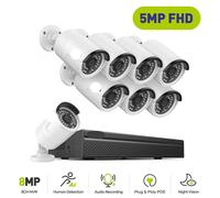 Système de caméras de sécurité - Kit de caméras PoE - Enregistreur NVR 8 canaux - 8 caméras - Sans disque dur