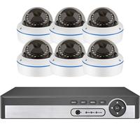 Système de caméras de sécurité, résolution 5 MP, conception anti-vandalisme, NVR 8 canaux 6 CAMÉRAS, 1 To