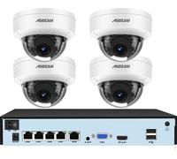 Système de caméras de sécurité, résolution 8 MP, détection de mouvement, vision nocturne infrarouge, NVR 4 canaux et 4 caméras, sans