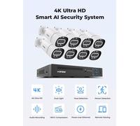 Système de caméras de surveillance - Kit CCTV PoE - 8 mégapixels - 8 caméras - 8 canaux - Caméras IP d'extérieur - Câble de 18 mètres - Sans disque dur
