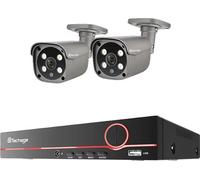 Système de caméras de surveillance, résolution vidéo 4K, technologie de reconnaissance IA, 8 canaux, 2 caméras 5 MP, disque dur intégré 3 To