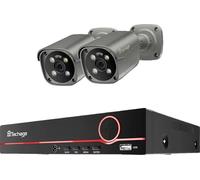 Système de caméras de surveillance, résolution vidéo 4K, technologie de reconnaissance IA, 8 canaux, 2 caméras 8 MP, sans disque dur intégré