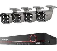 Système de caméras de surveillance, résolution vidéo 4K, technologie de reconnaissance IA, 8 canaux, 4 caméras 5 MP, disque dur intégré 3 To