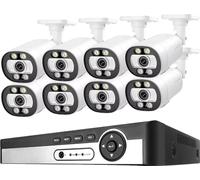 Système de caméras, reconnaissance faciale par intelligence artificielle, audio bidirectionnel, enregistreur NVR 8 canaux avec 8 caméras, sans fil