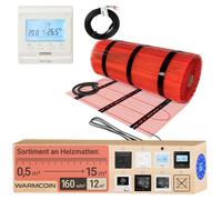 Système de chauffage au sol électrique, kit de tapis chauffants avec thermostat, 12 m²