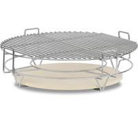 Système de cuisson flexible pour grill Kamado, diamètre 52 cm. Accessoire de grill en acier inoxydable avec 3 niveaux, comprenant une grille et une pierre à pizza. Accessoires pour grill Kamado, acces