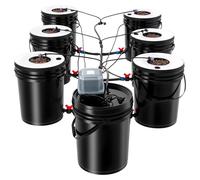 Système de culture hydroponique - 7 pots de culture avec système d'irrigation par goutte à goutte - Pompe à air - Culture hors-sol - Pour intérieur - Fonctionnement sur secteur - Noir