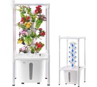 Système de culture hydroponique avec lampe de culture, tour hydroponique verticale à 6 niveaux et 30 bacs, jardin hydroponique domestique avec pompe à eau, kit de germination pour herbes aromatiques,
