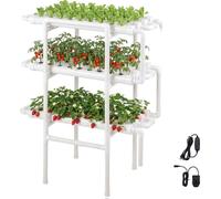 Système de culture hydroponique SucceBuy, 3 niveaux, 108 emplacements, système de tuyaux en UPVC avec minuterie pour l'irrigation, tuyaux opaques, idéal pour la culture de légumes, de fruits et d'herb