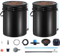 Système de culture hydroponique SucceBuy DWC, setup hydroponique avancé avec kit Top-Drip, 2 seaux de 5 gallons, pompe à air, pierres et indicateur de niveau d'eau pour légumes-feuilles