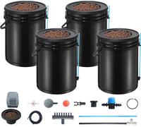 Système de culture hydroponique SucceBuy DWC, setup hydroponique avancé avec kit Top-Drip, 5 gallons (4 seaux), pompe à air, pierres et indicateur de niveau d'eau pour légumes à feuilles