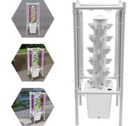 Système de culture hydroponique - Tour de jardin verticale - 6 étages, pour 30 plantes, 4 lampes LED pour plantes, réservoir d'eau de 10 l, en PP de qualité alimentaire - Blanc