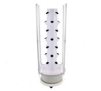 Système de culture hydroponique - Tour de jardin verticale - 7 niveaux, 28 emplacements pour plantes - Lampe LED pour plantes - Réservoir d'eau de 30 l - ABS - Pour usage intérieur - Blanc/vert clair