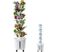 Système de culture hydroponique, tour hydroponique verticale à 10 niveaux et 50 bacs, jardin hydroponique roulant avec pompe à eau et roues, kit de germination pour plantes d'intérieur, herbes aromati