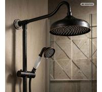 Système de douche à encastrer PaulGurkes 30 cm Douche pluie Rétro Noir Nostalgie Céramique