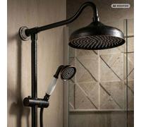 Système de douche à encastrer PaulGurkes 30 cm Douche pluie Rétro Noir Nostalgie Céramique