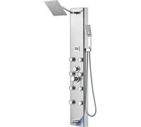 Système de douche à panneau Tower 6 modes Affichage numérique Acier inoxydable Effet pluie