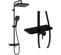 Système de douche - Acier inoxydable chromé - Douche de pluie de 25 cm - Barre de support réglable en hauteur - Mélangeur en cuivre massif - Douchette à main avec 3 fonctions et buse de nettoyage