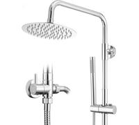 Système de douche avec douchette de tête - Ensemble de douche à effet pluie - Rénovation de salle de bain - Distributeur d'eau en laiton - Douchette de tête de Ø200 mm - Chrome