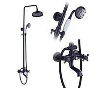 Système de Douche avec Ensemble combiné de Douche à Eau Chaude et Froide, Ensemble de Robinet de Douche Multifonction à Double poignée avec Pomme de Douche, Douche à Main, Bec de Baignoire, Type C