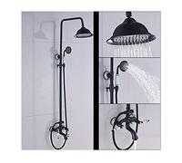 Système de Douche avec Ensemble combiné de Douche d'eau Chaude Froide, Ensemble de Robinet de Douche Multifonction à Double poignées avec Pomme de Douche, Douche à Main, Bec de Baignoire Cascade,