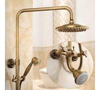 Système de Douche avec Ensemble combiné de Douche d'eau Chaude Froide, Ensemble de Robinet de Douche Multifonction à Double poignées avec Pomme de Douche à Effet de Pluie, douchette à Main, Bec