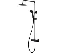 Système de douche avec remplissage de baignoire - Ensemble de douche à effet pluie - Douche confortable - Robinet thermostatique - Installation murale - Noir