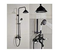 Système de Douche avec Robinet de Douche Mural Eau Froide Chaude, Ensemble de Douche Multifonction à Double poignées avec Bec de Baignoire, Pomme de Douche, Douche à Main, Bronze Noir, SH