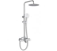 Système de douche avec thermostat, douche à effet pluie, kit complet en laiton chromé, pommeau de douche de 25 cm avec douchette, barre de douche réglable en hauteur et bec de baignoire pour salle de