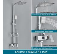 Système de douche de mauvaise qualité - Kit de douche mural 3-en-1 avec mitigeur - Douche de pluie de 30 cm avec pommeau de douche à main et robinet de baignoire - Mitigeur thermostatique à un levier