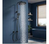 Système de douche double - LUNSY - Pommeau rond 245 mm - Douchette 130 mm - 3 jets - Mitigeur thermostatique