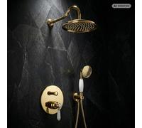 Système de douche encastré en or mélangeur monocommande Nostalgie style rétro