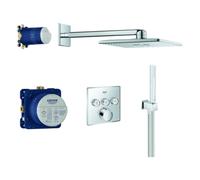 Système de douche encastré Grohe Grohtherm SmartControl, avec ensemble de douche de tête Rainshower SmartActive 310 Cube, 3 consommateurs, chromé, 34712000