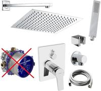 Système de douche encastré Hansa Twist, comprenant une robinetterie monocommande et une douche de pluie, avec robinet, pomme de douche carrée, ensemble de douche A102-ob, finition polie