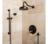 Système de douche encastré PaulGurkes avec robinet noir, ensemble nostalgique
