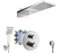 Système de douche encastré PaulGurkes avec thermostat et douche à effet cascade - Ensemble complet prêt à monter