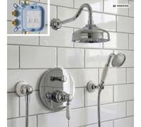 Système de douche encastré PaulGurkes Nostalgie Retro mit mit mélangeur à une main et douche pluie - Ensemble complet