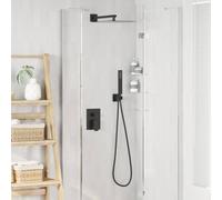 vidaXL Système de douche encastré (rond), argent, acier inoxydable, 201