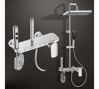 Système de douche - Ensemble de douche pour salle de bain - Colonne de douche - Douche à effet pluie - Douchette de main - 4 fonctions avec thermostat